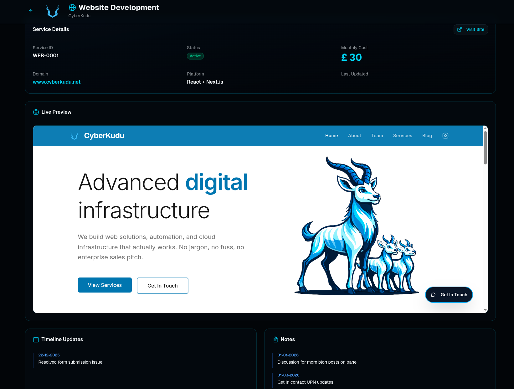 CyberKudu Portal Service Details